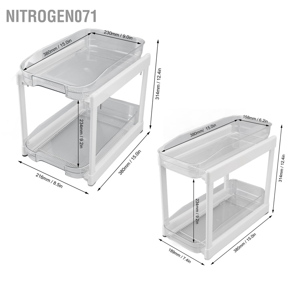 Nitrogen071 2 tầng dưới tủ trượt Bộ sắp xếp giỏ bồn rửa và lưu trữ cho nhà bếp trong phòng tắm