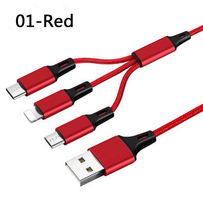 Dây cáp sạc đa năng 3 trong 1 cổng micro USB type-c Lightning cao cấp