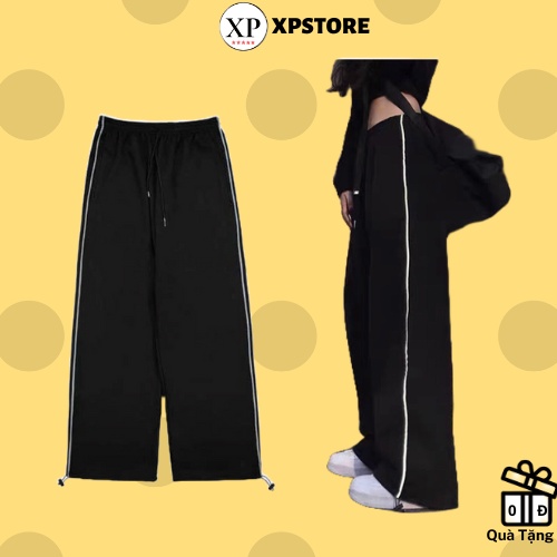 XPstore Quần ống suông dây rút viền line phản quang Nam Nữ (Ảnh thật)