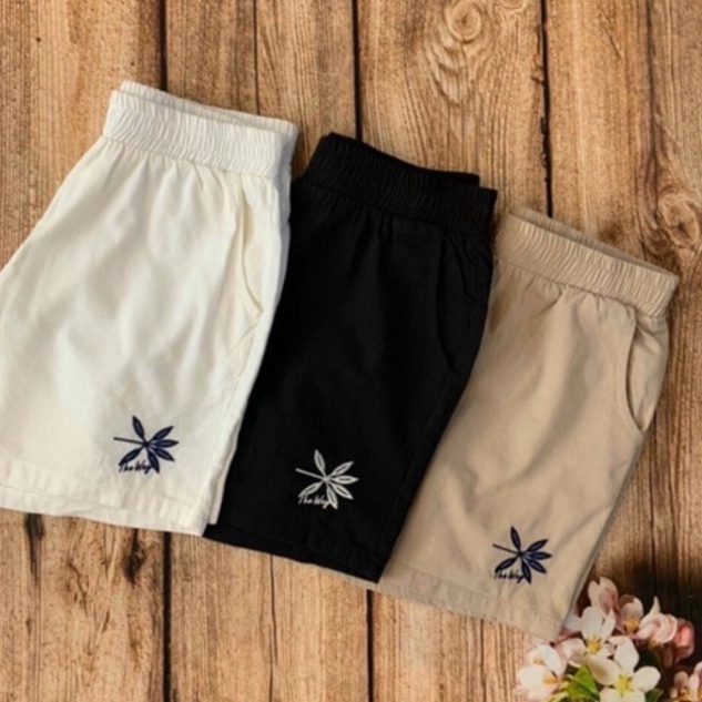 Quần short đũi_quần sooc đùi đũi thêu hoa cạp chun siêu Hot_556 mầu trắng, babydoll ulzzang mềm nội y xanh