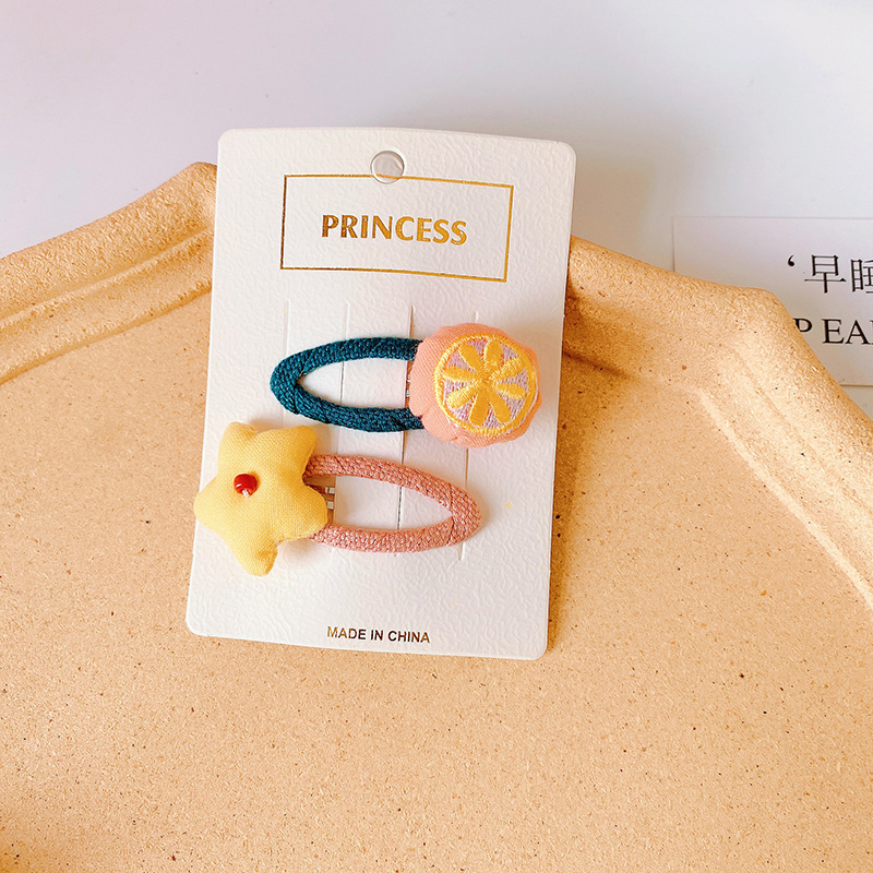 Kẹp tóc mái nhiều màu thêu hình trái cây phong cách Hàn Quốc hàng mới dành cho bé gái