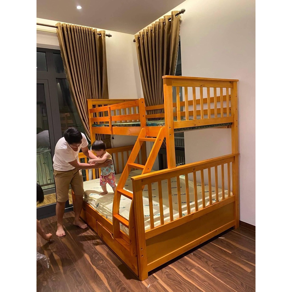 Giường 2 Tầng K.Bed Gỗ Tự Nhiên, Tối Ưu Diện Tích, Người Lớn Sử Dụng Được