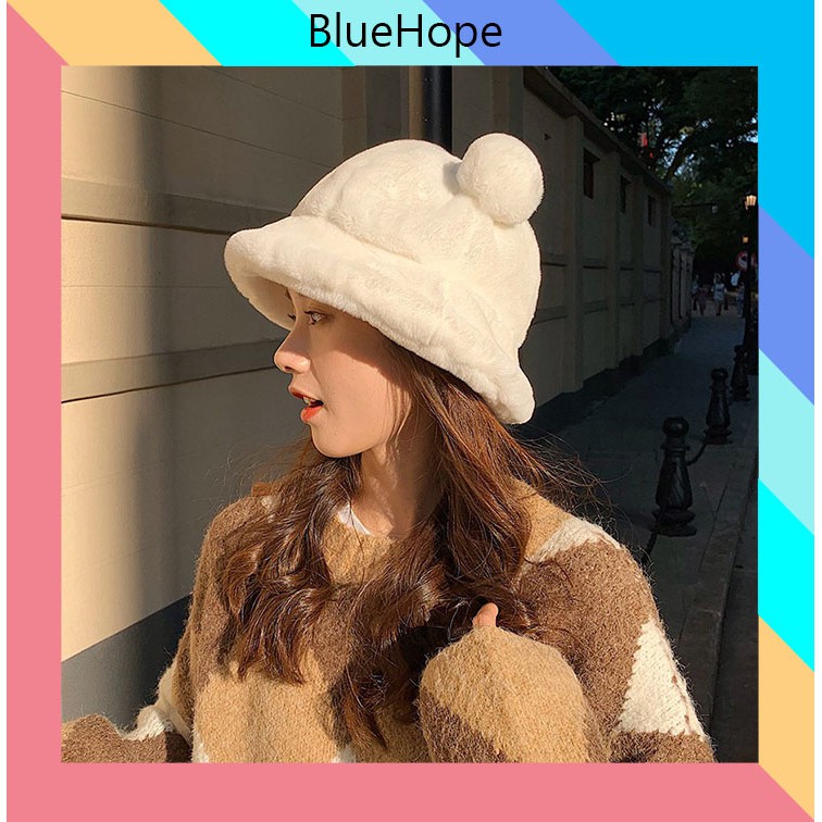 Mũ Len tai gấu ba màu Bluehope siêu xinh đáng yêu mẫu mới nhất mùa đông 2022 MN15