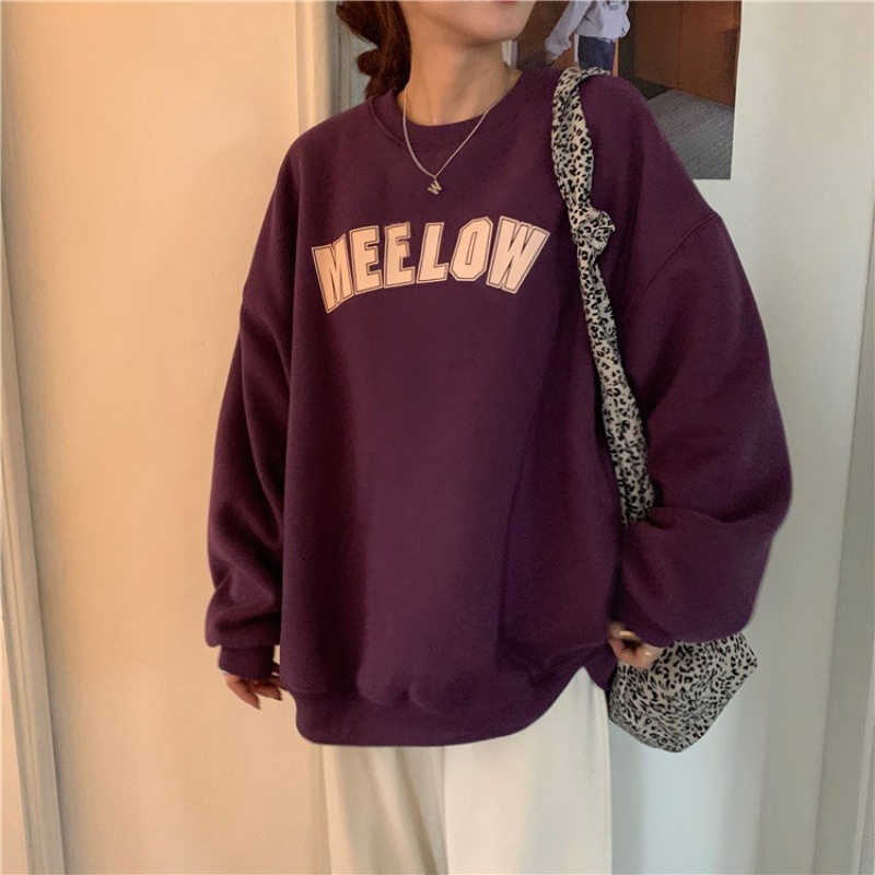 Áo sweater tay dài in chữ tiếng anh phong cách hàn quốc xinh xắn cho nữ