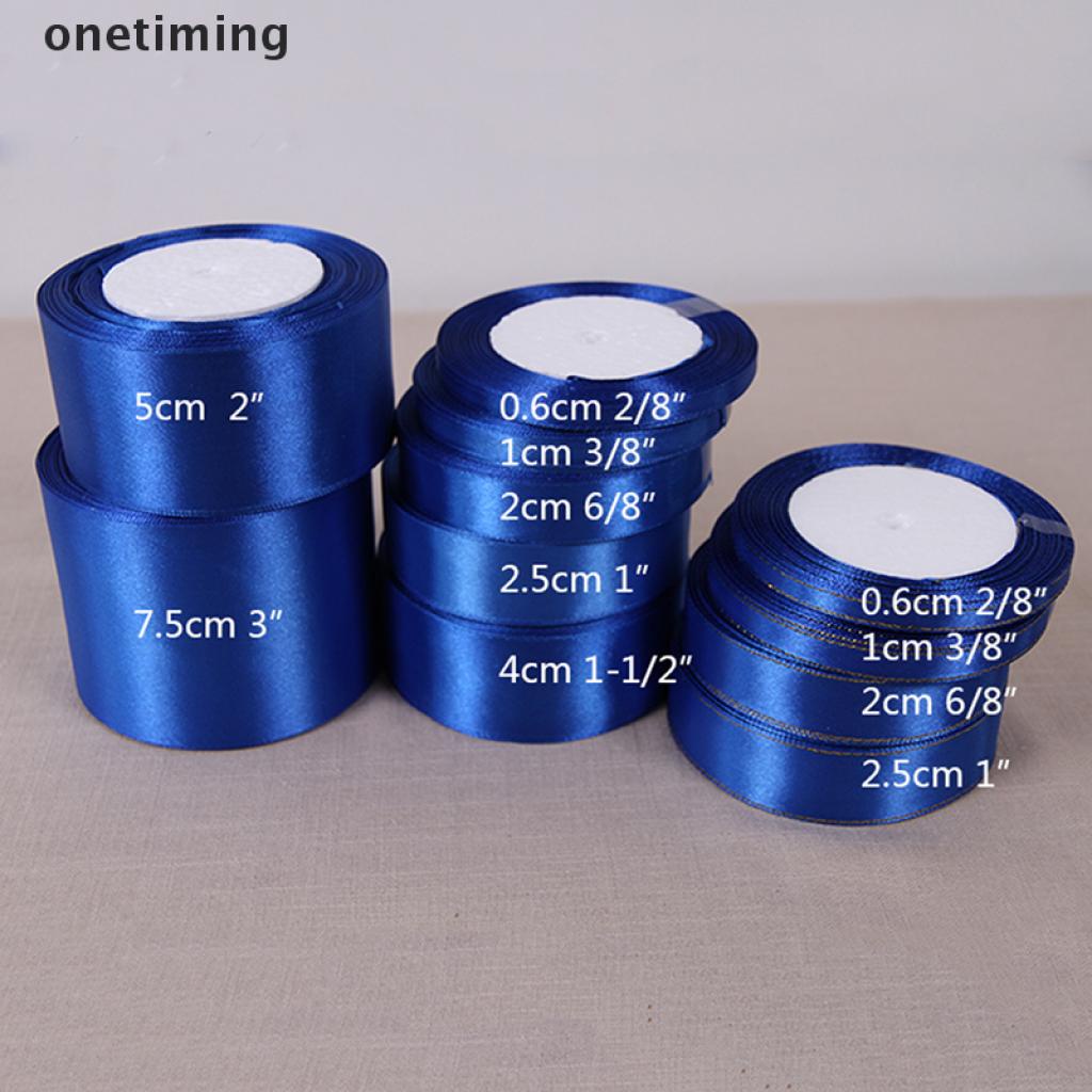 Otvn Royal Blue 25 Yards Silk Satin Ribbon Wedding Party Decoration Gift Wrapping Christmas New Year Apparel Sewing Fabric DIY Jelly
