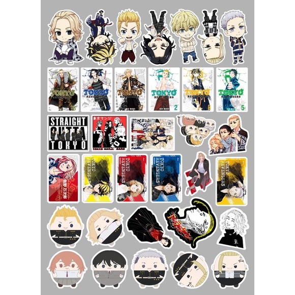 set 34 Sticker anime tokyo revengers ép lụa chống xước chống nước /hình dán kịch trường takemichi