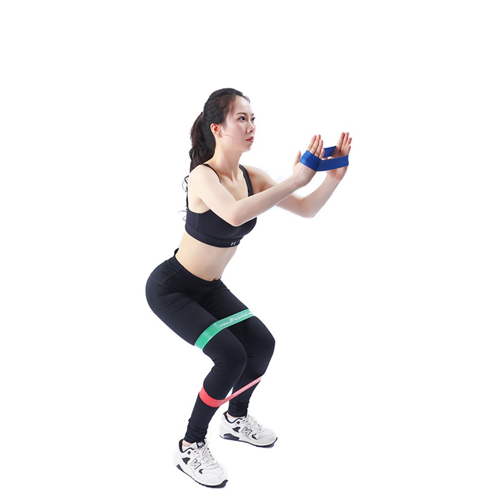 Bộ 5 dây mini band dây đàn hồi kháng lực tập chân mông, dây band tập gym