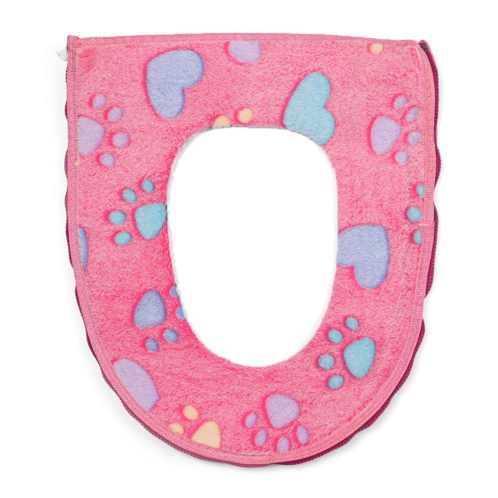 Vỏ Bọc Nắp Bồn Cầu Hình Chân Mèo Bằng Nhung Dày Dặn Chống Thấm Nước Tiện Dụng