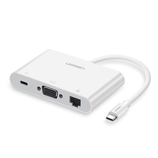 Cáp chuyển đổi đa chức năng USB Tpe C sang VGA + Lan + USB 3.0 + USB 2.0 UGreen 30439 - Hàng Chính Hãng