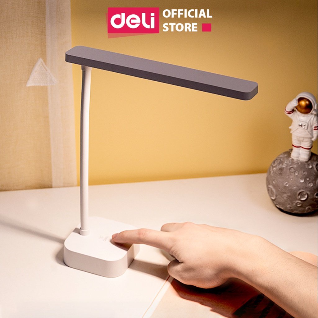 Đèn bàn tích điện LED chống loá Deli, gấp gọn, sạc USB 17856/17858/3676 - vpp Quế Anh (sỉ/lẻ)