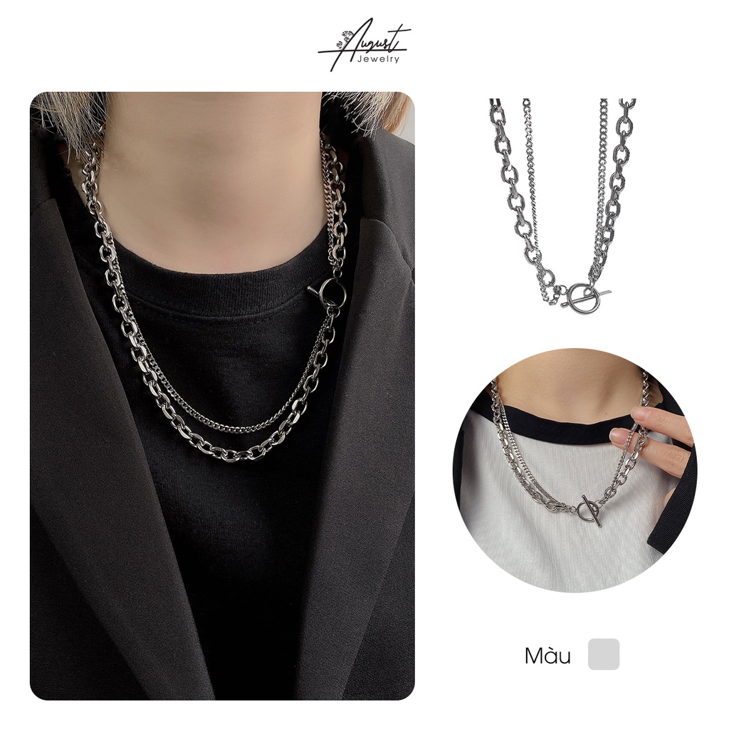 [Augustcloth | AugustJewelry] Dây chuyền/ vòng cổ hợp kim 2 dây mắc xích 1 to 1 nhỏ phong cách Hàn Quốc