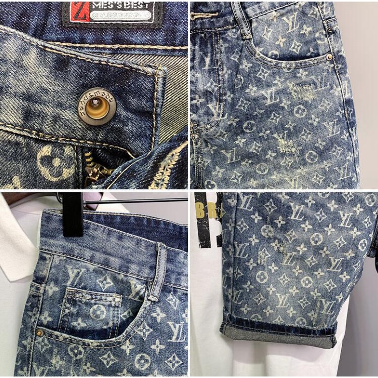 Hàng Mới Về Quần Short Denim In Họa Tiết LV size 28-36 Cho Nam