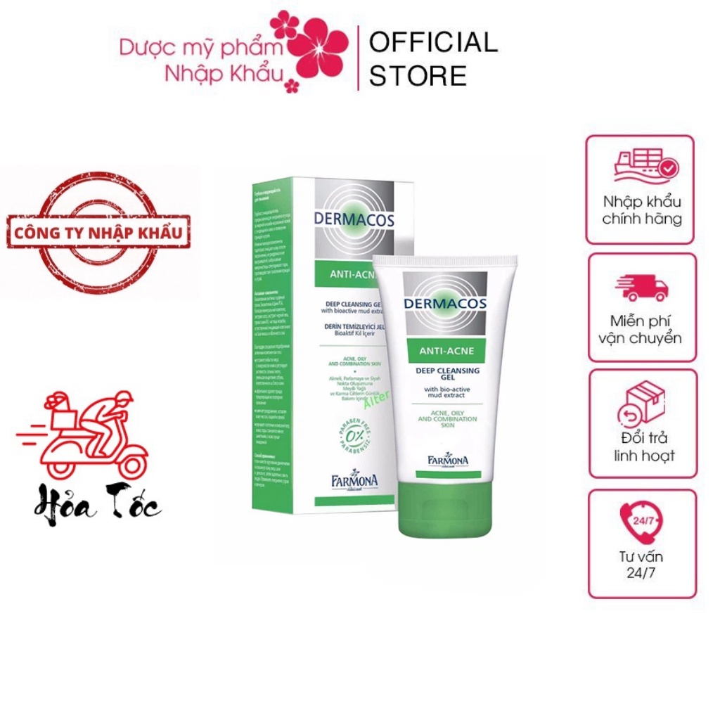 HÀNG NHẬP KHẨU - Sữa Rửa Mặt Farmona Dermacos Anti Acne Deep Cleansing Gel 150ml - Sạch Sâu, Ngừa Mụn, Cho Da Dầu