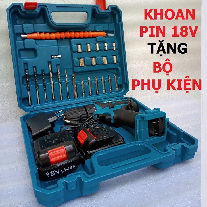 Máy khoan pin 18V OZITO, máy khoan cầm tay, máy bắt vít - TẶNG BỘ MŨI KHOAN CAO CẤP