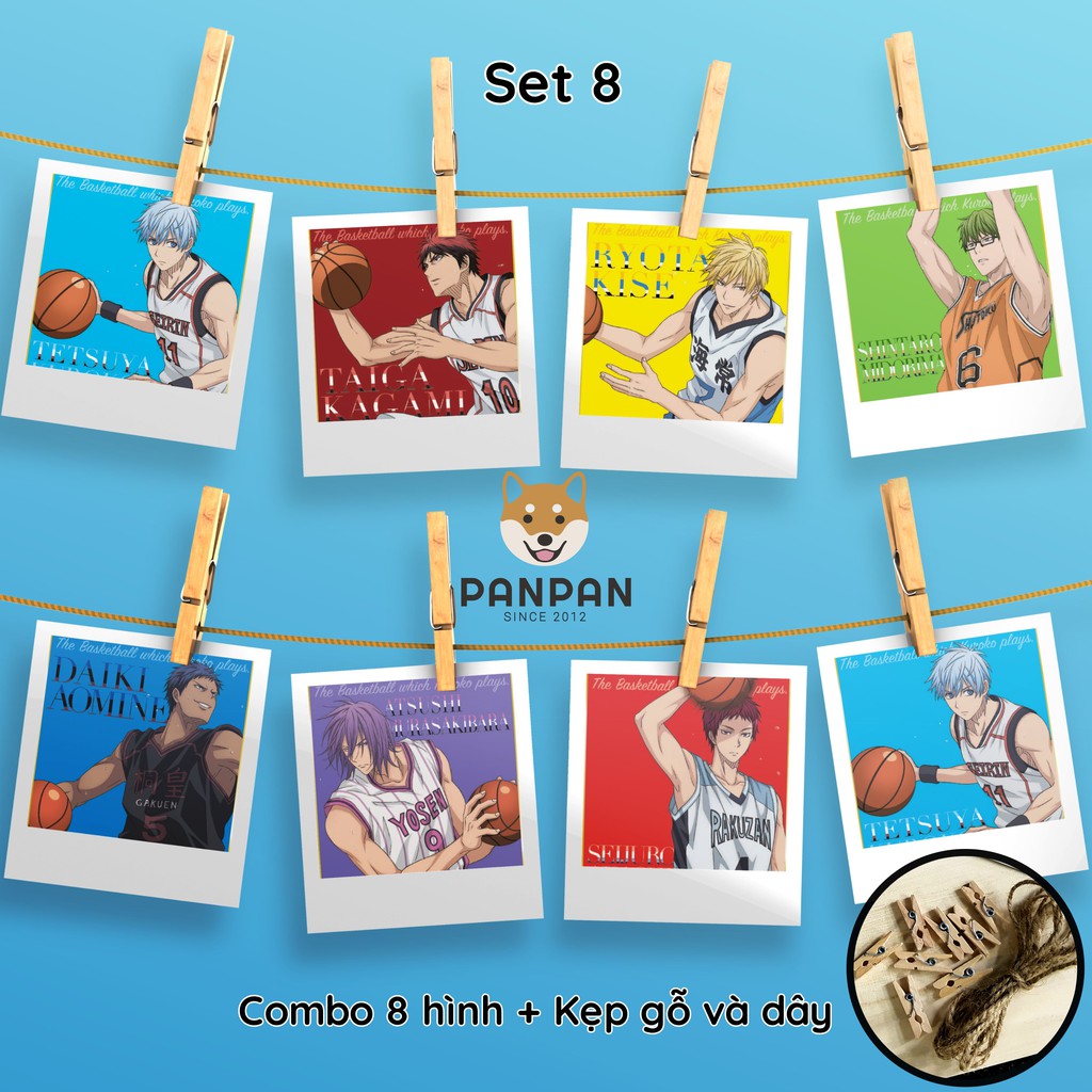 Combo 8 ảnh card lomo polaroid trang trí Anime Kuroko no Basket 2 (tặng kèm dây và kẹp)