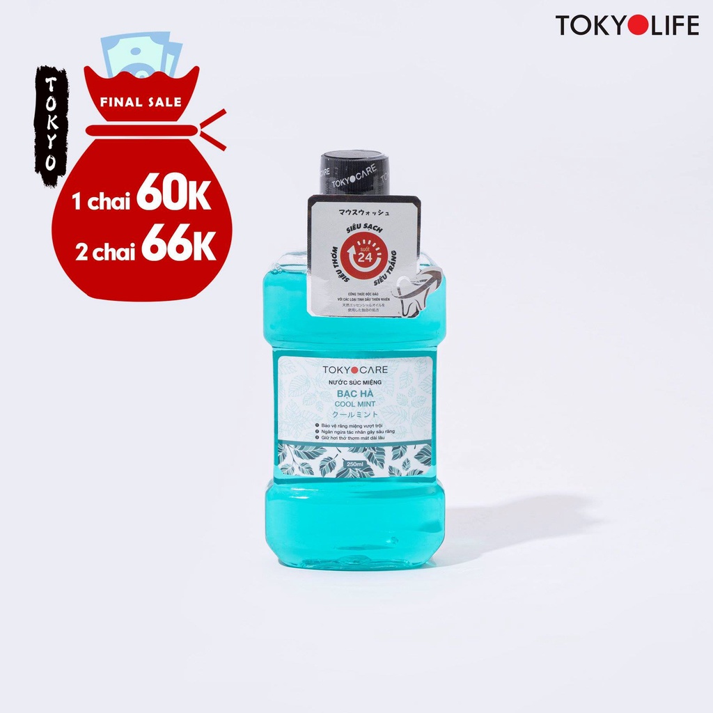 Combo 2 nước súc miệng TokyoCare/TOKYOLIFE Bạc Hà CBNSMTC001 250ml/500L