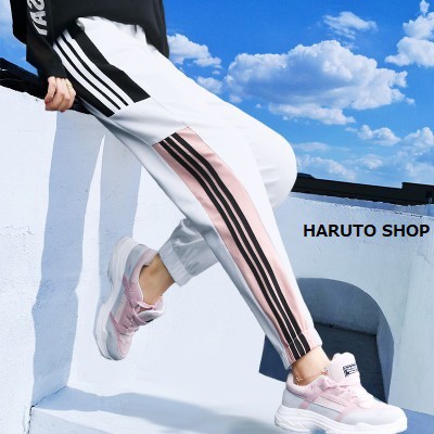 Quần unisex quần jogger nữ nam quần nữ 3 sọc trắng đen | BigBuy360 - bigbuy360.vn