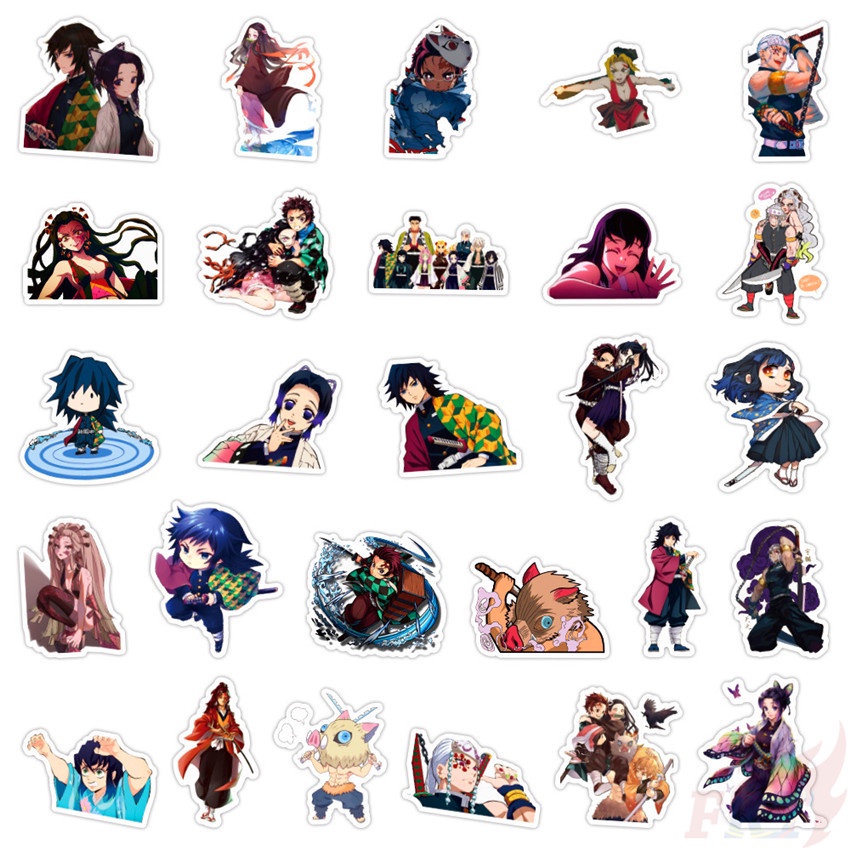Bộ 50 Cái ☆ Thanh Gươm Demon Slayer. 02 Hình Dán Trang Trí In Hình Kimetsu no Yaiba: Yuukaku-hen ☆ Miếng Dán Chống Thấm Nước Họa Tiết Graffiti Thời Trang
