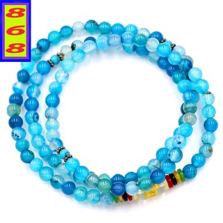 [Mệnh Thủy, Mộc] Bộ Tràng Hạt 108 Hạt 6 Ly, 8 Ly Màu Xanh Biển Charm Lục Tự Kim Ngôn - Tràng Chuỗi Niệm Phật