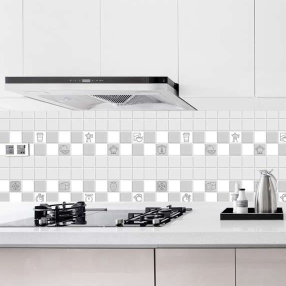 1m decal giấy bán bếp tráng nhôm ô hình xám khổ 60cm keo sẵn