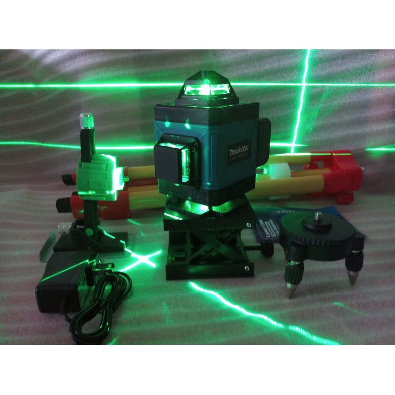 Máy cân mực bắn cốt máy cân bằng laser MAKITA 12 tia xanh laze có điều khiển, sạc, chân đế máy, hộp nhựa