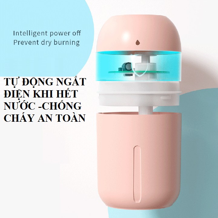 Máy khuếch tán tinh dầu siêu âm hình trứng dung tích 330ml có đèn dùng cho phòng ngủ, oto - Tặng tinh dầu