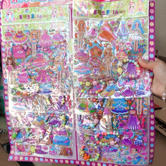 Sticker dán nổi thời trang kèm vòng tay hạt siêu hot