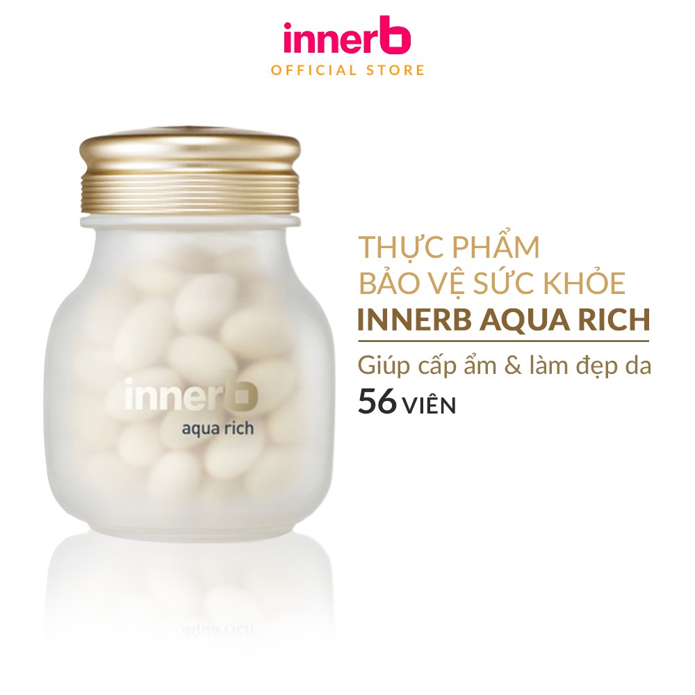 Thực phẩm bảo vệ sức khỏe InnerB Aqua Rich cấp ẩm làm đẹp da từ chiết xuất cám gạo (500mg*56 viên)