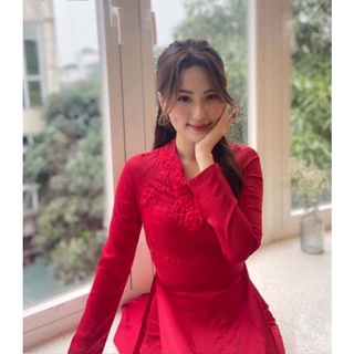  Áo dài cổ tim