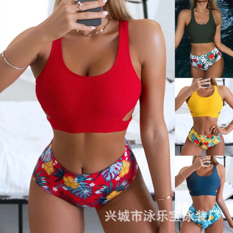 Bộ Đồ Bơi Lưng Cao Màu Sắc Tinh Khiết Phong Cách Cổ Điển Thời Trang Dành Cho Nữ