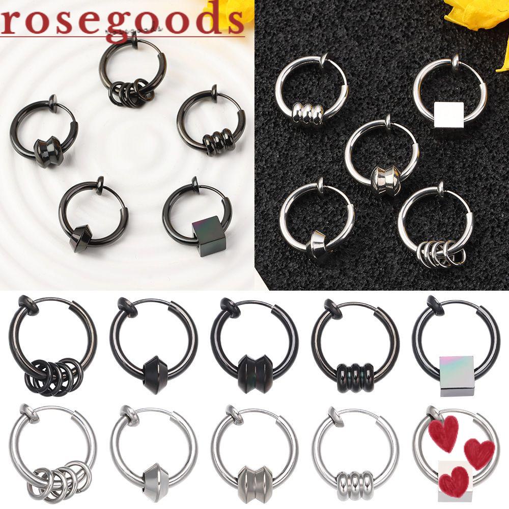 Khuyên Tai Dạng Vòng Giả Bằng Thép Không Gỉ Không Cần Xỏ Lỗ Cho Nam &amp; Nữ