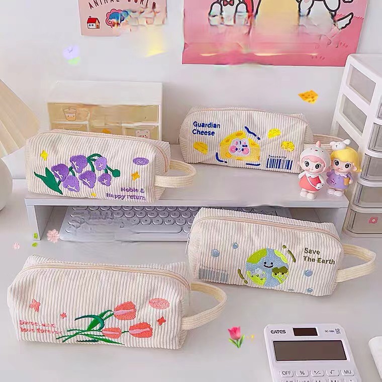 Túi Đựng Bút Chì Sức Chứa Lớn Họa Tiết Hoạt Hình Dễ Thương