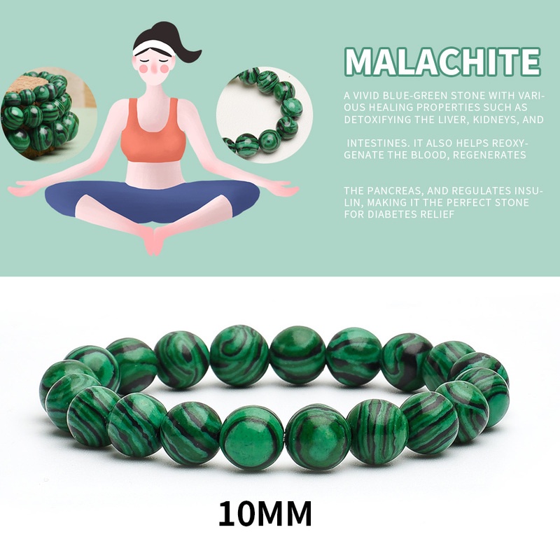 Chuỗi Hạt Đá Malachite Tự Nhiên Màu Xanh Lá Tự Nhiên Kích Thước 4/6/8/10mm Dùng Làm Đồ Trang Sức Thủ Công
