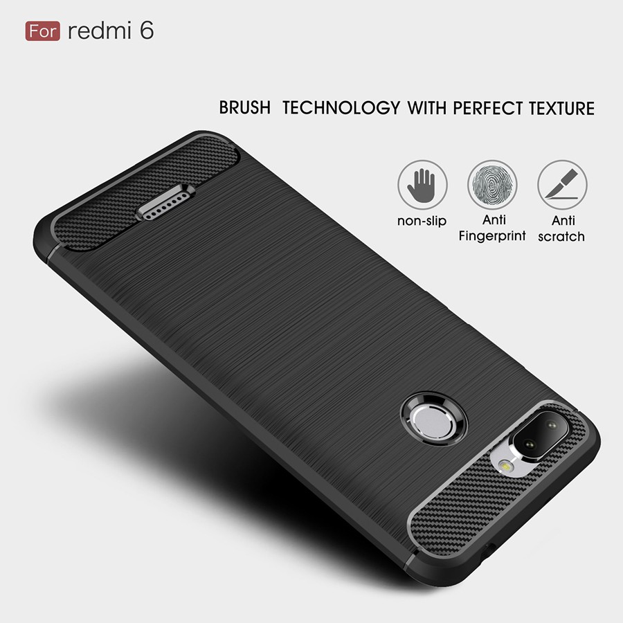 Ốp Lưng Xiaomi Redmi 6 Dẻo Cacbon Phay Xước chống sốc