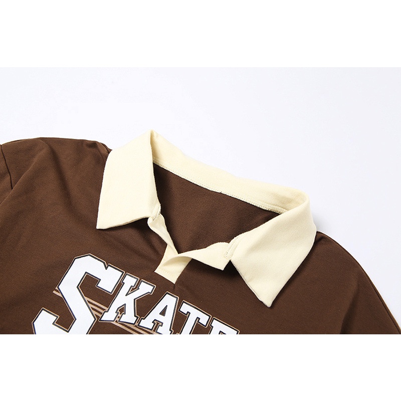 DUNEA Áo sweater dáng rộng in chữ thời trang cho nữ