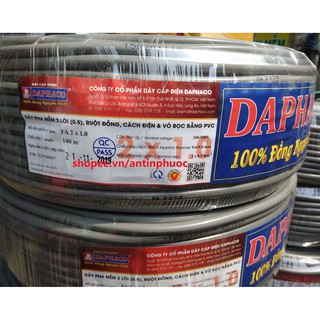 Dây điện đôi xám tròn 2 lớp vỏ Daphaco 2 x 1.0 - Cuộn 100 mét