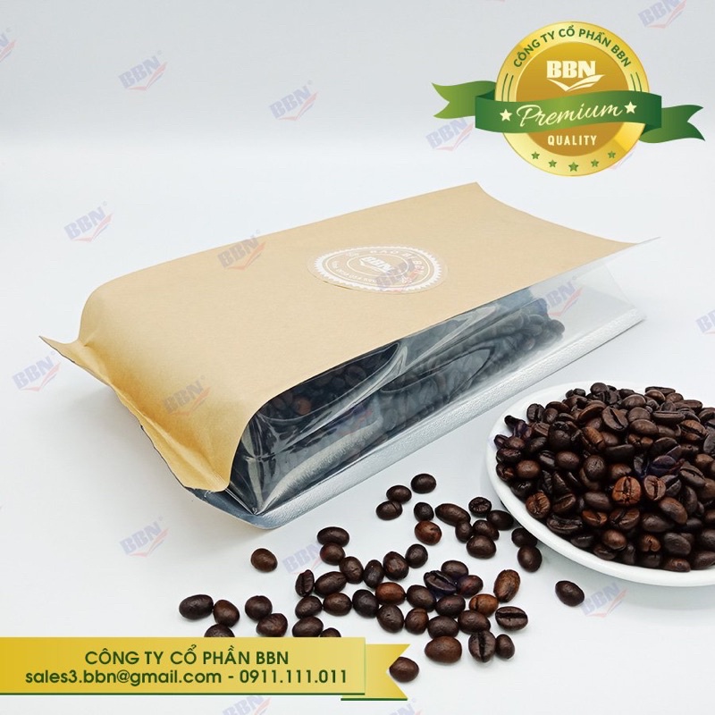 1kg túi 4 biên giấy hông trong 14x30 đựng 500g cà phê