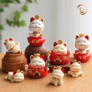 Tượng mèo may mắn (FREESHIP 50k) trang trí ô tô, bàn làm việc dễ thương/ Mèo cát tường - Thiền Tâm Hải Ấn