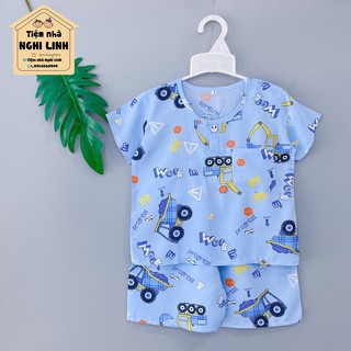 [size 5: 12-13kg] Đồ bộ cho bé trai, quần áo trẻ em vải tole lanh đùi có tay