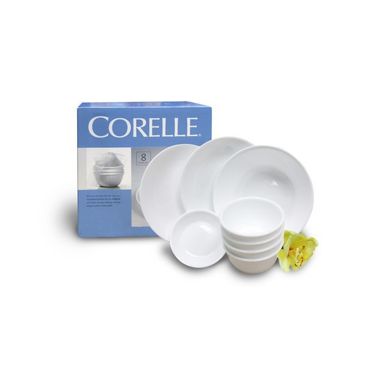 Bộ tô chén dĩa Corelle 8 món - hàng real Mỹ - thủy tinh 3 lớp