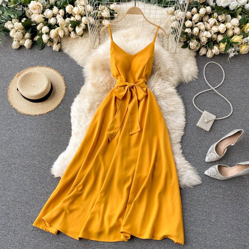 Đầm maxi hở lưng sang chảnh váy đi biển dạo phố Đ398