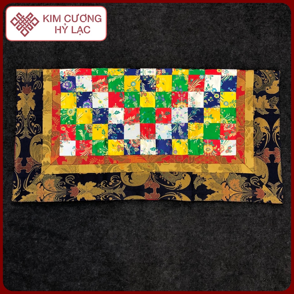 Khăn Trải Ban Thờ,Đạo Tràng Gấm Ngũ Sắc Trang Trí Bàn Thờ Mật Tông [Kim Cương Hỷ Lạc] Loại 1 Giá Tốt