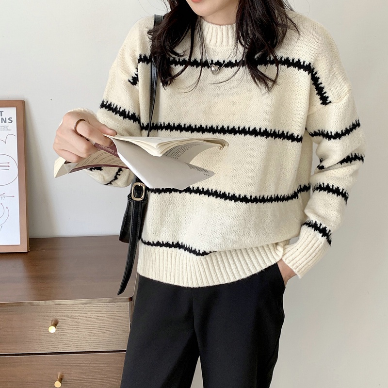 SUXI Áo sweater dài tay dáng rộng thiết kế mới thời trang theo phong cách hàn quốc cho nữ