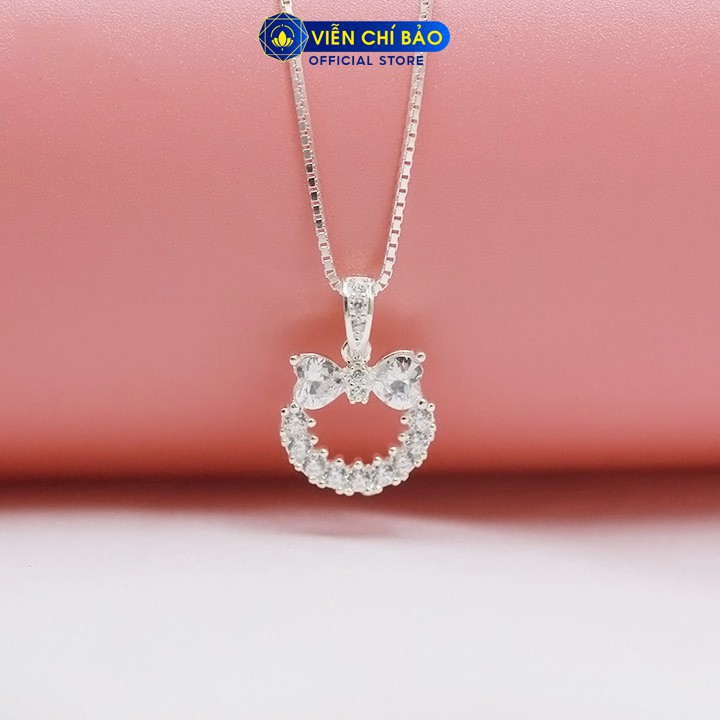 Dây chuyền nữ nơ nạm cườm chất liệu bạc S925 thời trang phụ kiện trang sức nữ Viễn Chí Bảo D400798