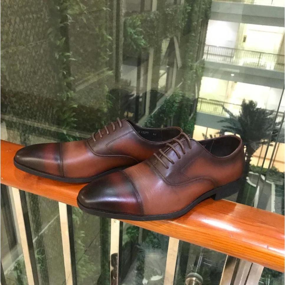 Giày tây nam da bò thật đế cao su, giày tây nam da cao cấp handmade hàng hiệu công sở chính hãng mh1