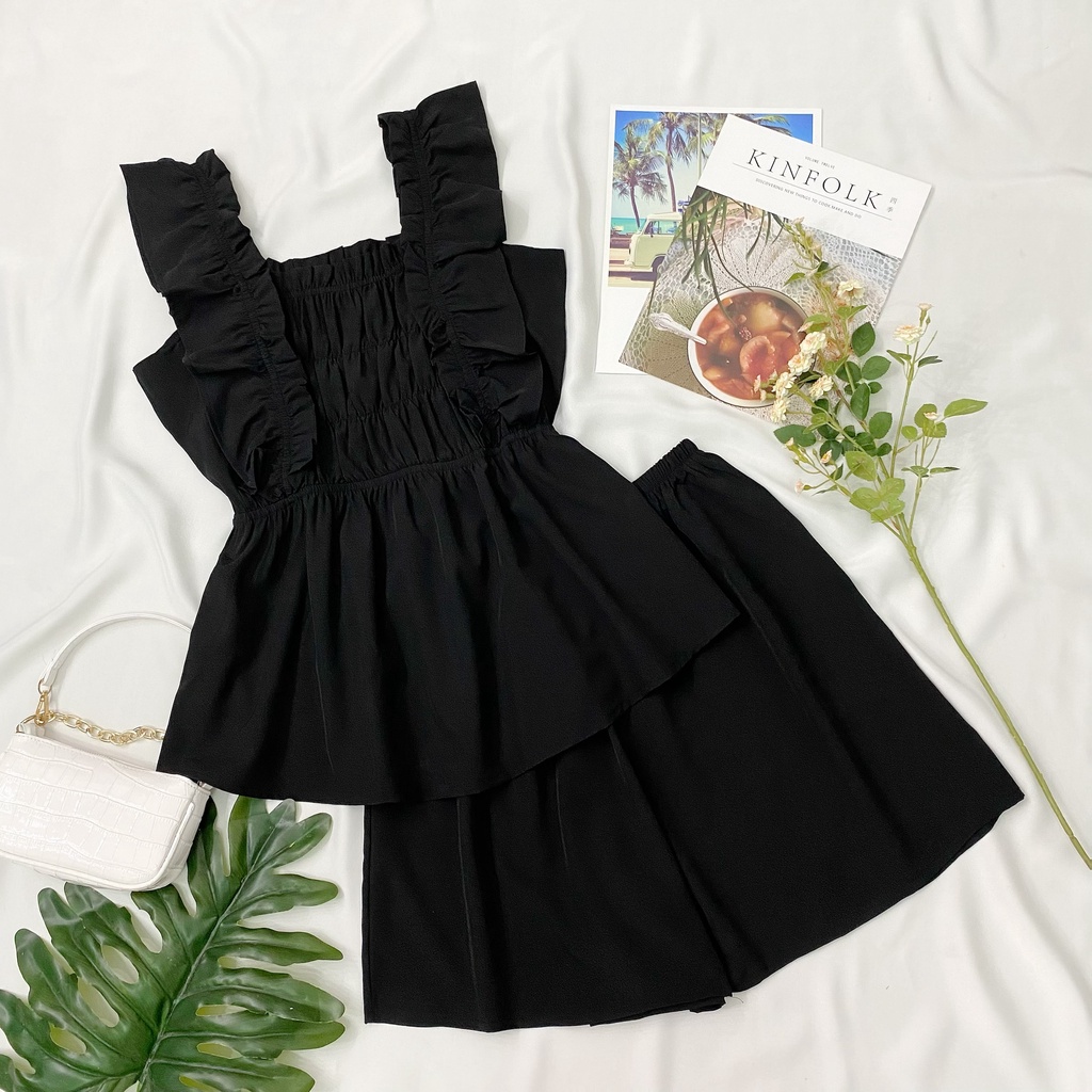 Set bộ đùi nữ mặc nhà Bigsize áo kiểu 2 dây to nhún ngực - vải mặc mát, co dãn thoải mái cho nàng béo 55-90kg