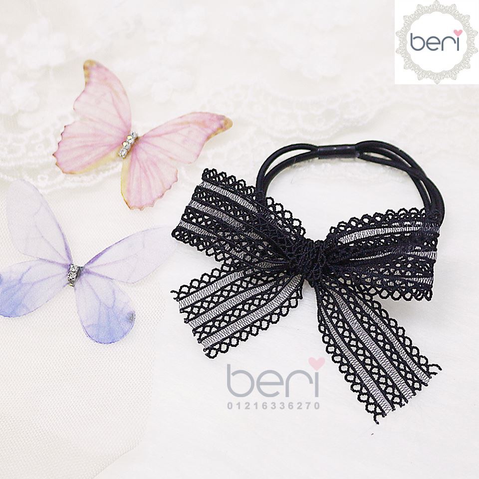 Cột tóc nơ ren Hàn Quốc BERI (đen) - CT025