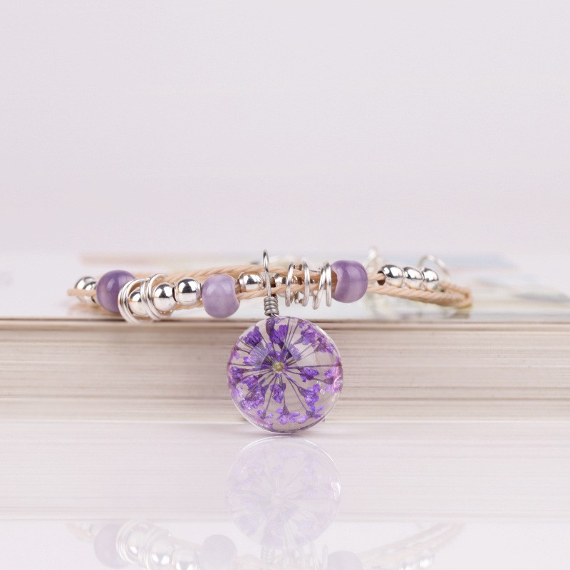 [Mã FAMAYFA giảm 10K đơn 50K] Lắc tay nữ vòng tay đính hạt S129 tinh cầu hoa khô trong suốt phong cách Hàn Quốc 6 mẫu | BigBuy360 - bigbuy360.vn