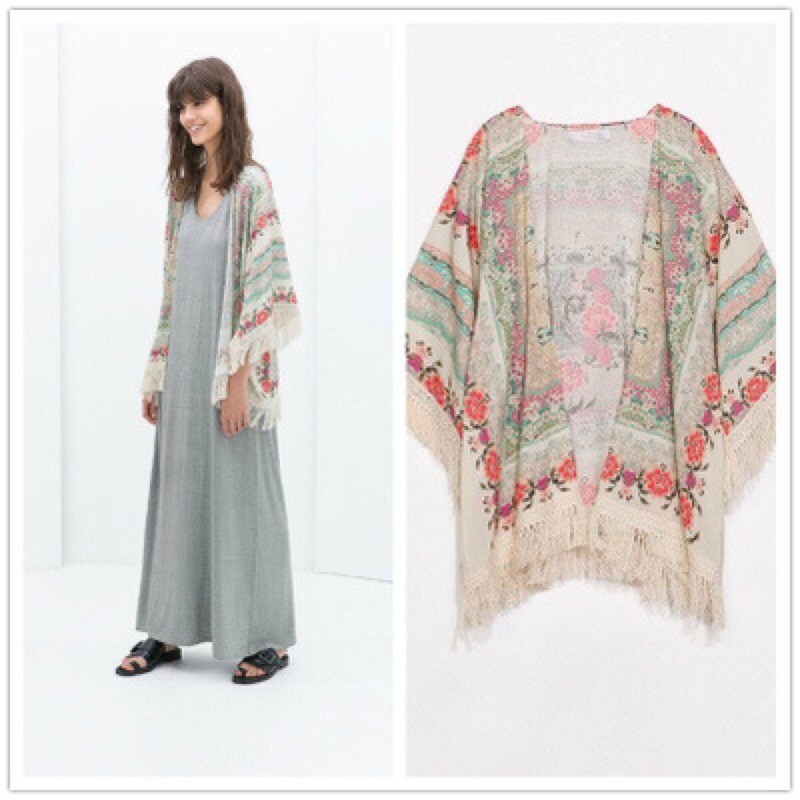 [CUỐI CÙNG] Áo Khoác Chiffon Viền Tua Phong Cách Bohemian Free Size Dưới 67kg - Lucky Girl shop