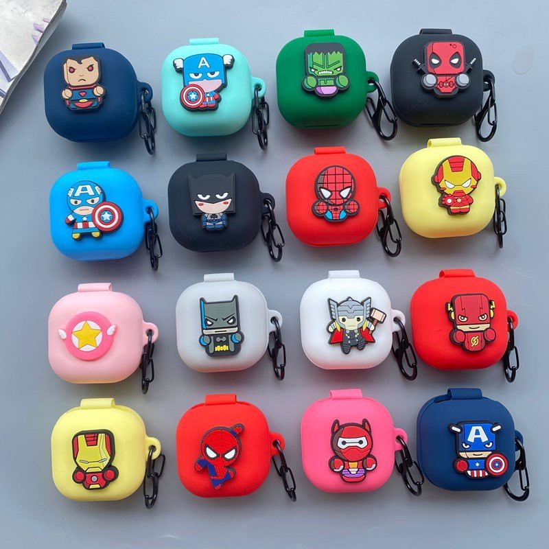 Bao Case Ốp Bảo Vệ Tai Nghe Galaxy Buds Live Hình Siêu Anh Hùng Kèm Móc Treo Thép Không Rỉ